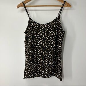 Cetara | Chic Black and Tan Patterned Tank Top Medium